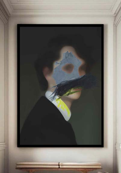 EDVARD, Håndkolorert DGA, Kull/Tørrpastell/Blekk