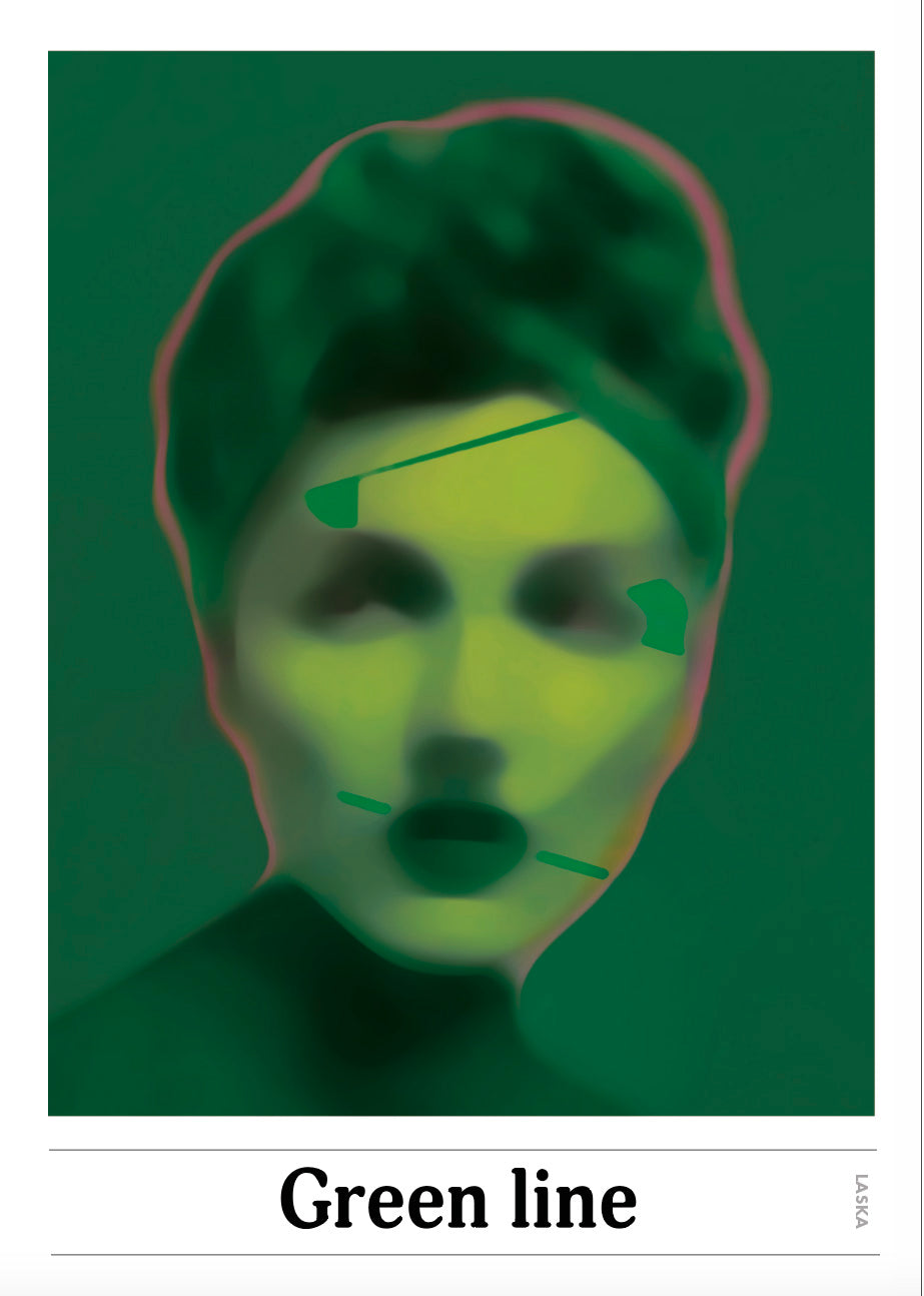 GREEN LINE, kunstplakat, Artposter, portrett, abstrakt