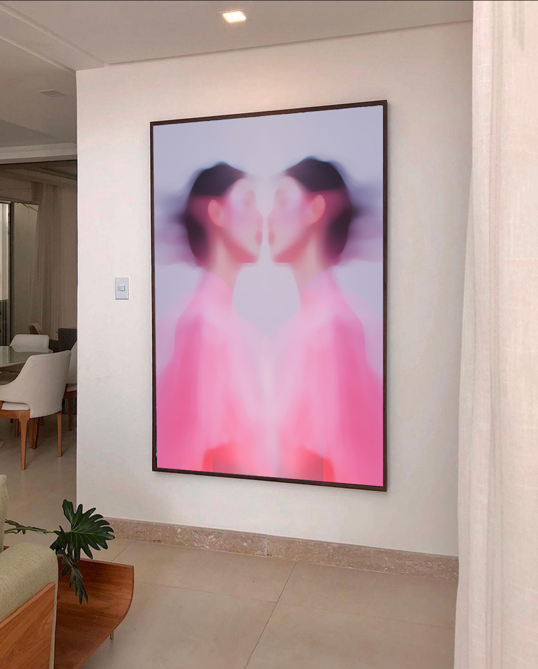 Kissing the mirror, kunst i små opplag, eksklusiv veggkunst, håndkolorert, portrett, abstrakt kunst