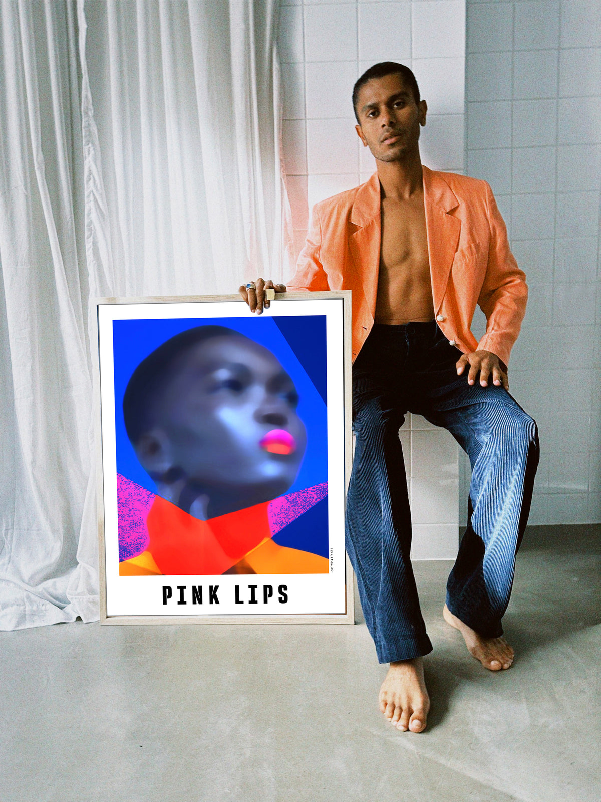 PINK LIPS, Kunstplakat, Artposter, Portrett, Abstrakt