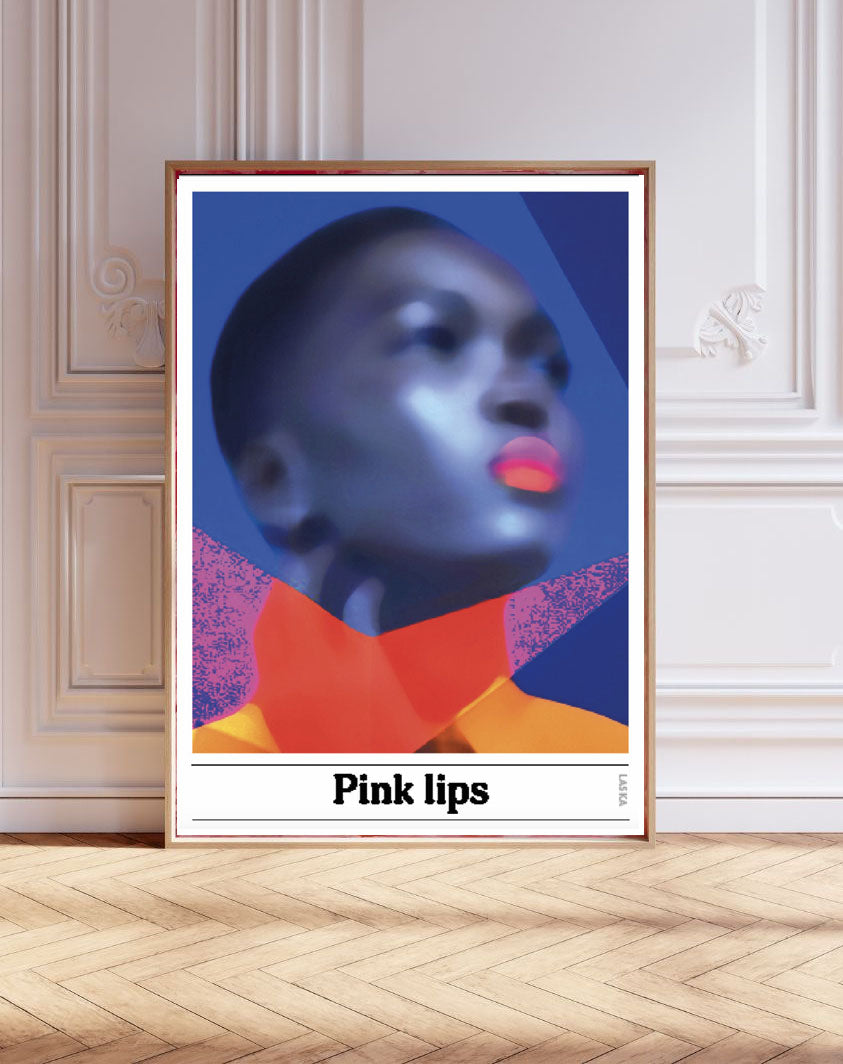 PINK LIPS, Kunstplakat, Artposter, Portrett, Abstrakt