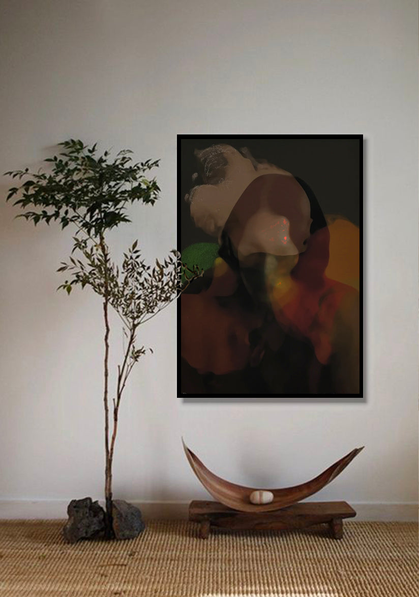 "True colours", Håndkororert, nummerert og signert, i eikeramme med Ar glass